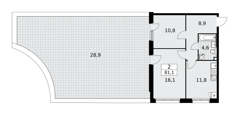 2-комн. 81.1 м²