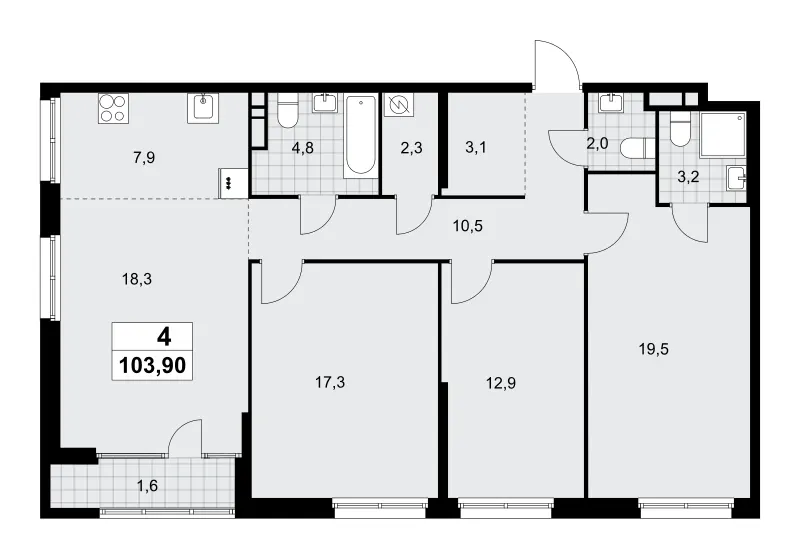 4-комн. 103.9 м²