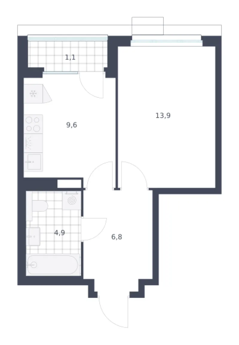 1-комн. 36.3 м²