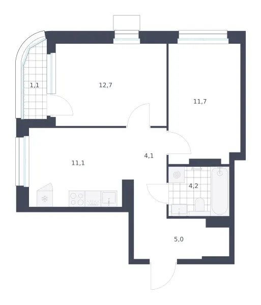2-комн. 49.9 м²