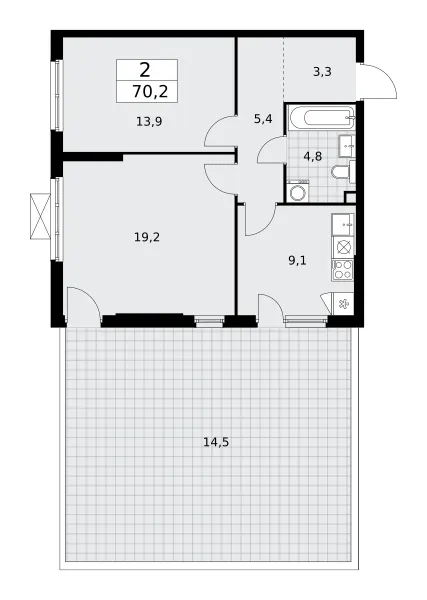 2-комн. 70.2 м²