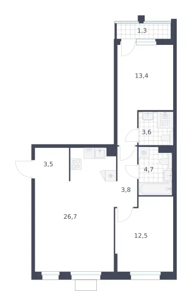 2-комн. 69.5 м²