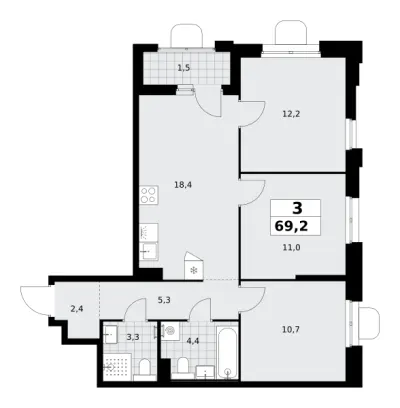 69,2 м² — планировка