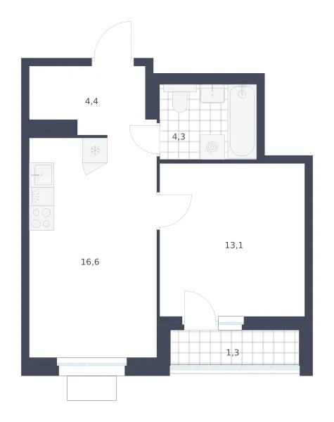 1-комн. 39.7 м²