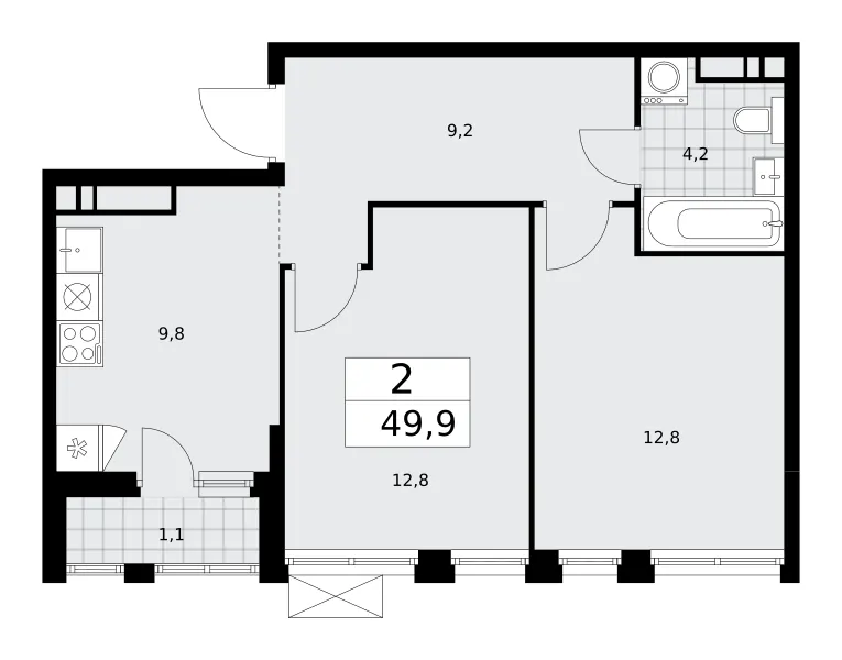2-комн. 49.8 м²