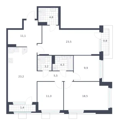 117,2 м² — планировка