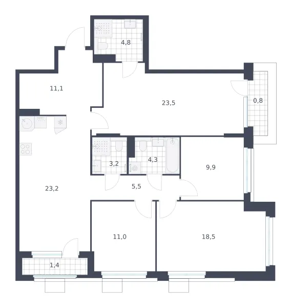 4-комн. 117,2 м²