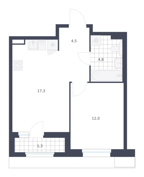 1-комн. 39.9 м²