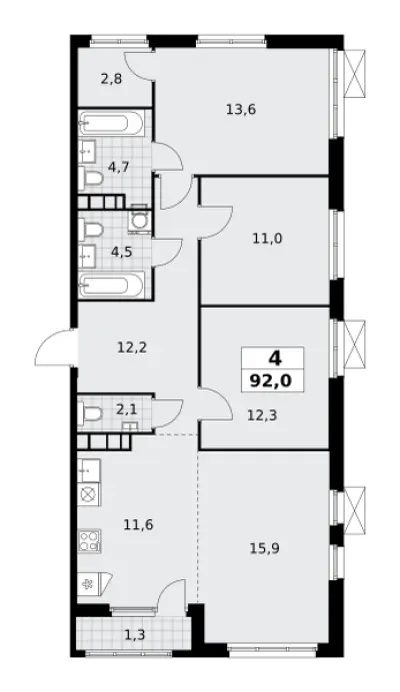 92 м² — планировка