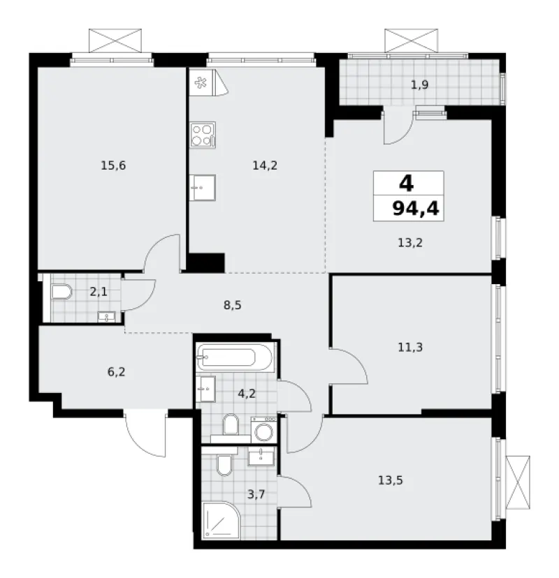 4-комн. 94.2 м²