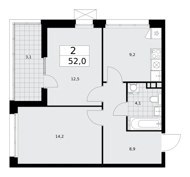 2-комн. 51.8 м²