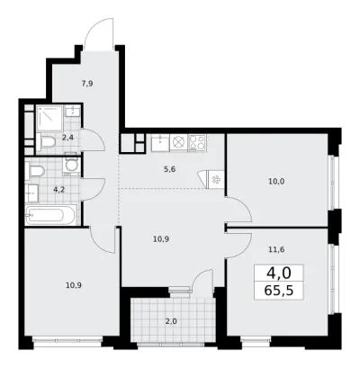 65,5 м² — планировка