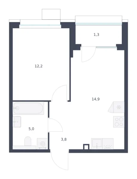 1-комн. 37.2 м²