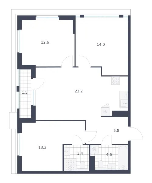 3-комн. 78.4 м²
