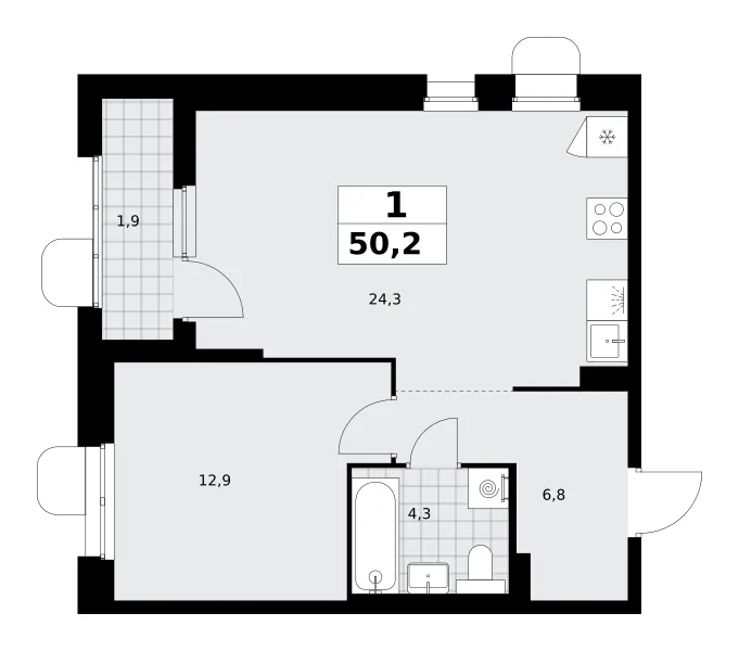 1-комн. 50.2 м²