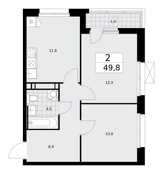 2-комн. 49.8 м²
