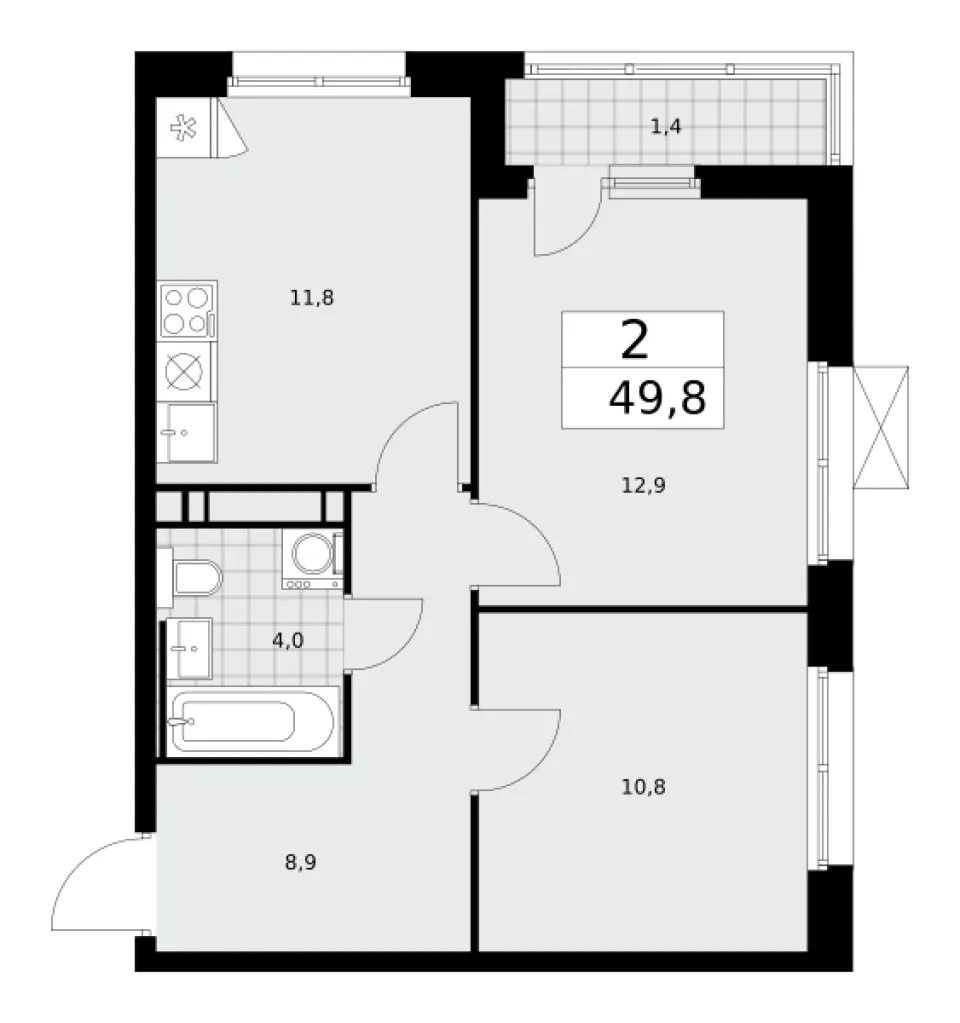 2-комн. 49,8 м²