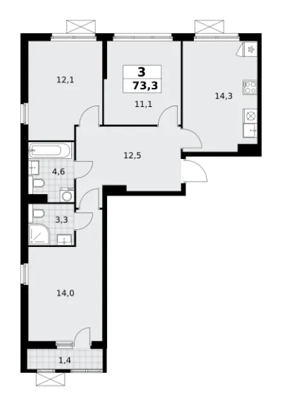 73,1 м² — планировка