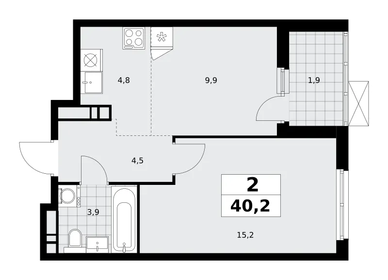 2-комн. 40.2 м²