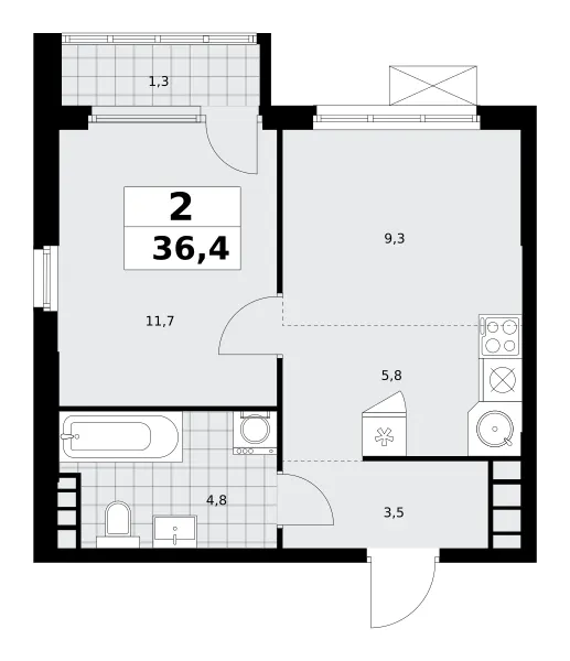2-комн. 36.4 м²
