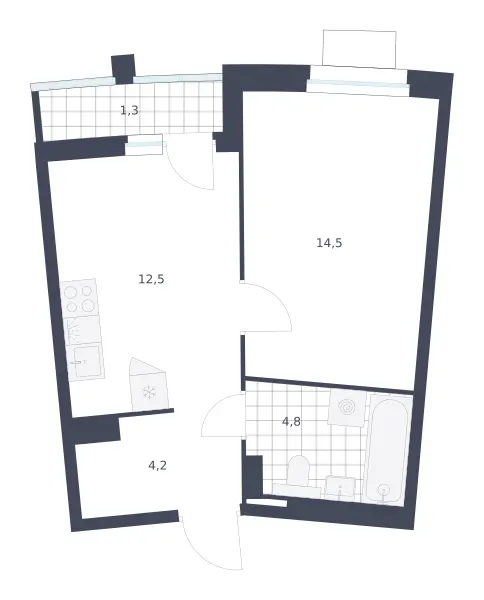 1-комн. 37.3 м²