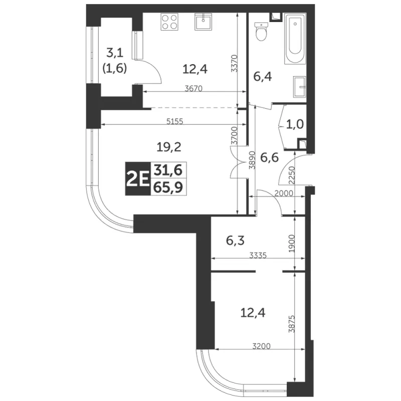 2-комн. 65.9 м²