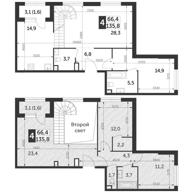4-комн. 135.8 м²