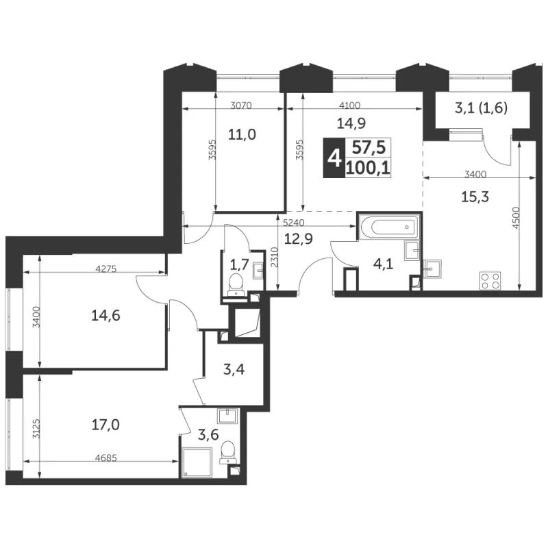 4-комн. 100.1 м²