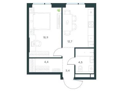 40,9 м² — планировка