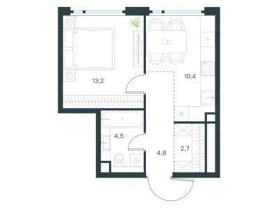 35,6 м² — планировка