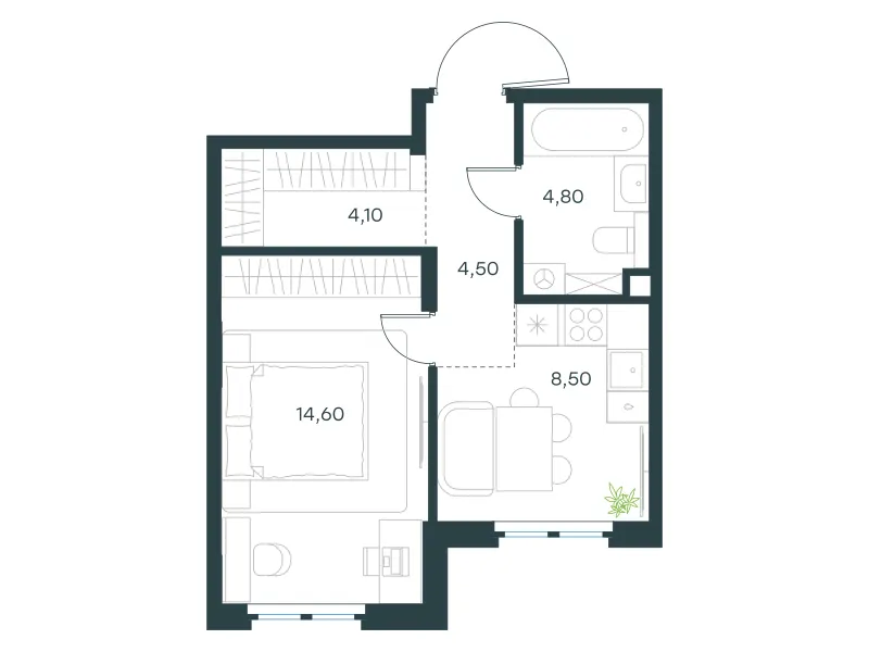 1-комн. 36.5 м²
