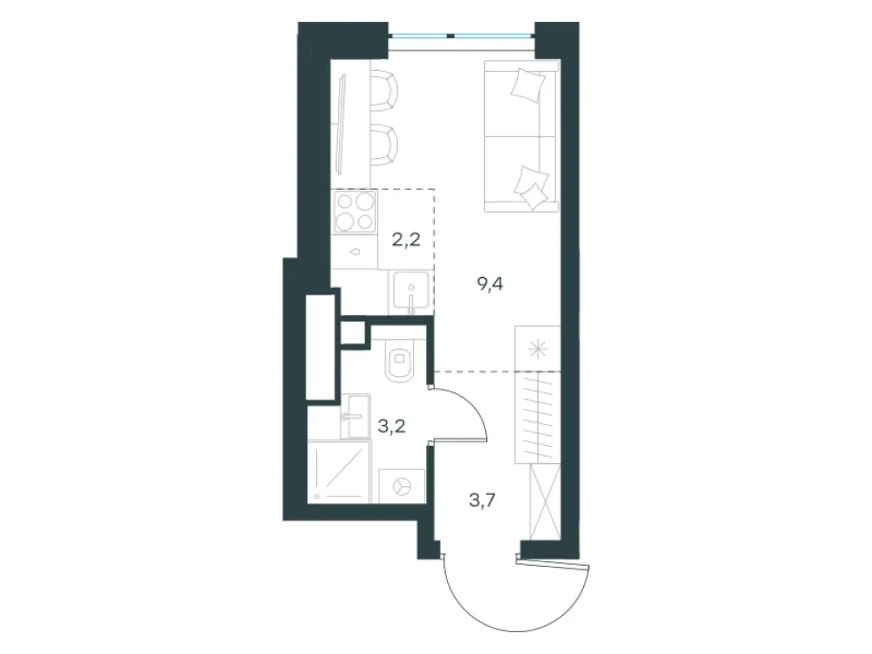 Студия 18,7 м²
