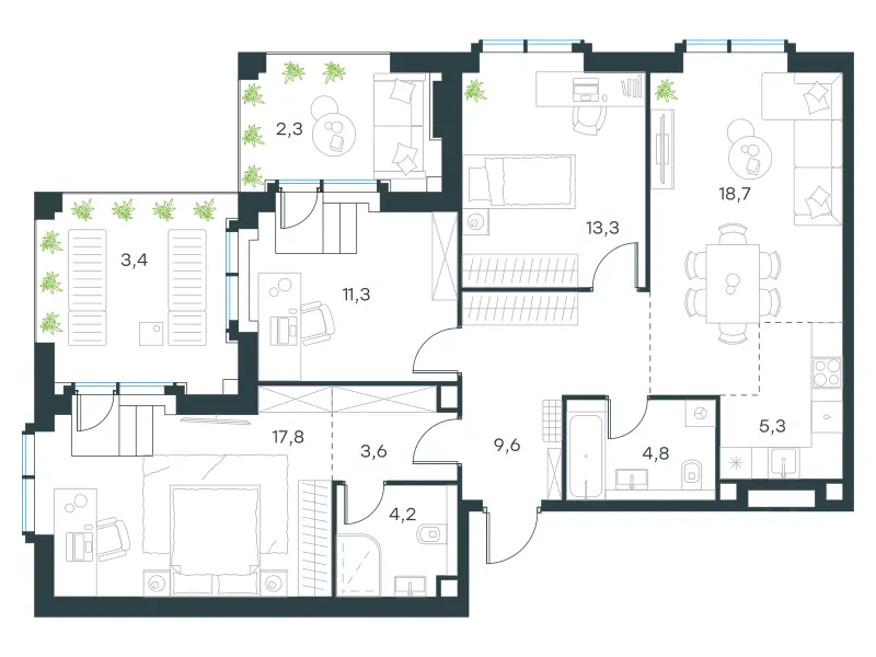 4-комн. 94.3 м²