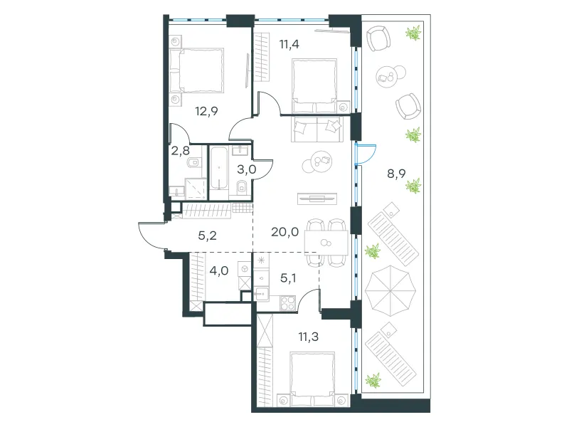 4-комн. 84.6 м²