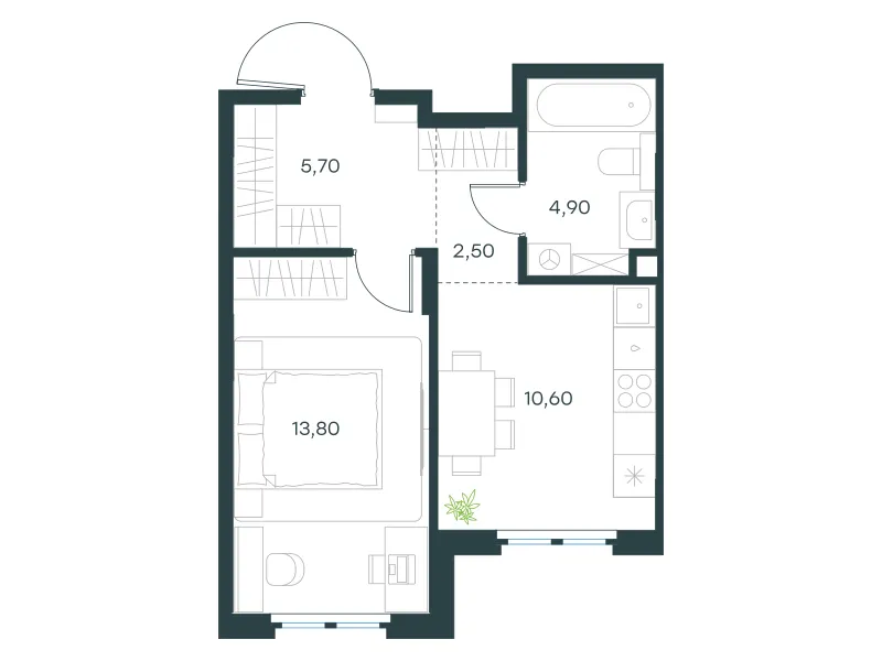 1-комн. 37.5 м²