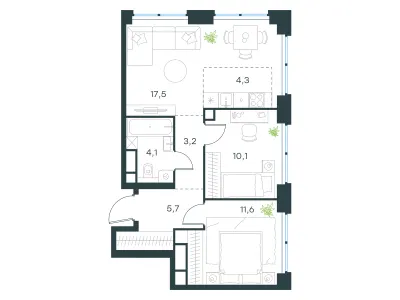 56,5 м² — планировка