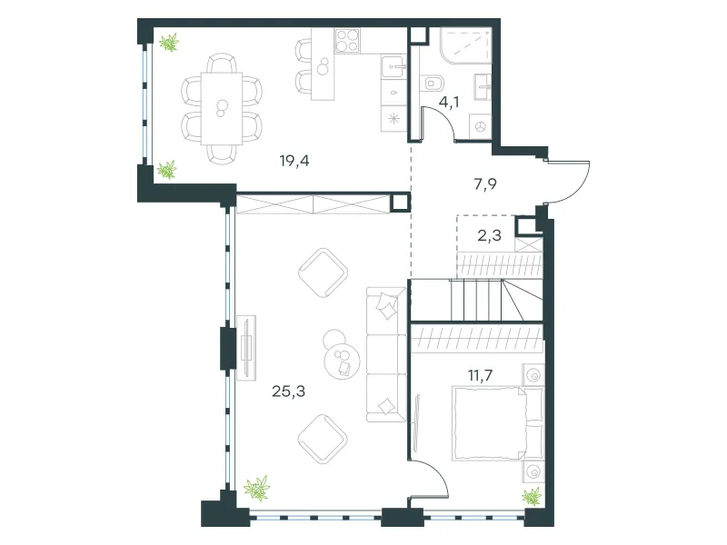 4-комн. 113.8 м²