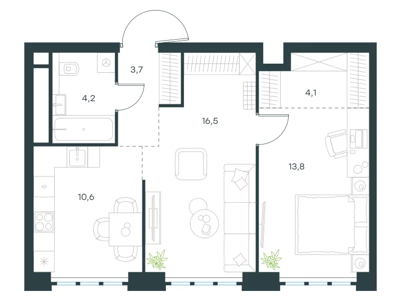 2-комн. 52.9 м²
