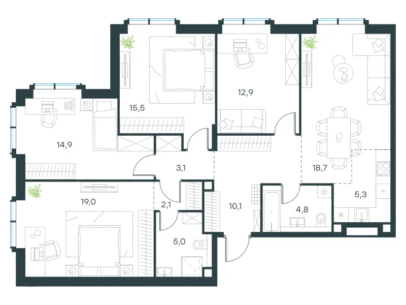 5-комн. 111.4 м²