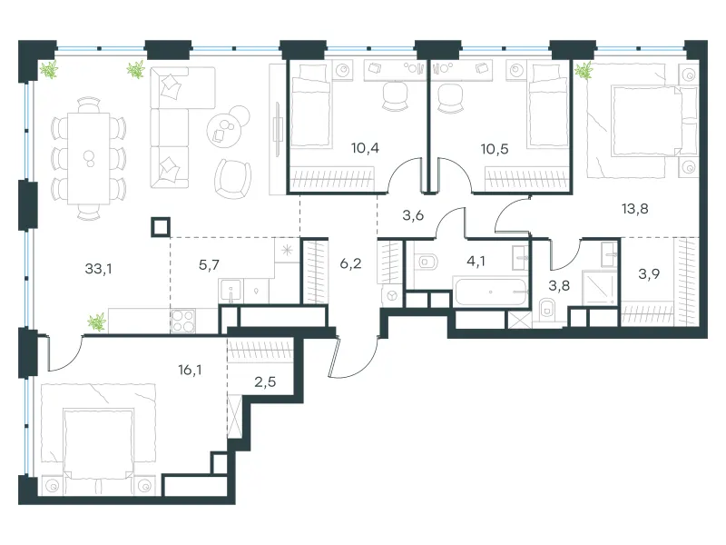 5-комн. 113.7 м²