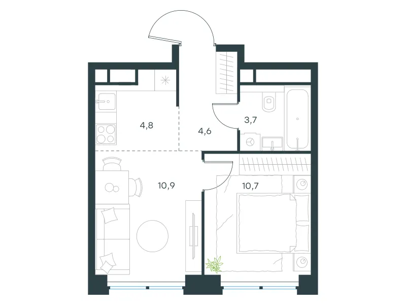 2-комн. 34.7 м²