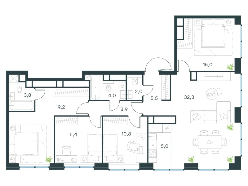 5-комн. 112.9 м²