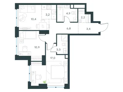 62,1 м² — планировка