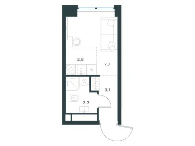 16,9 м² — планировка