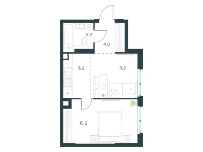35,1 м² — планировка