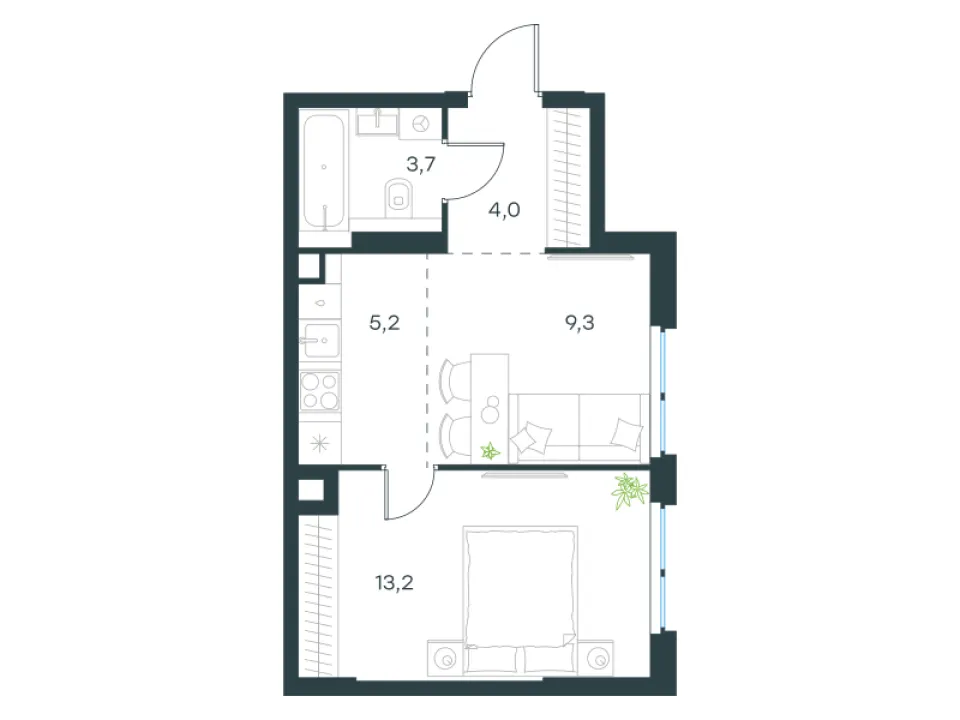2-комн. 35,1 м²
