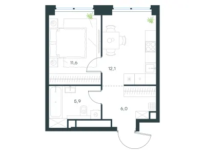 35,6 м² — планировка