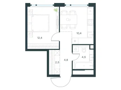 34,6 м² — планировка