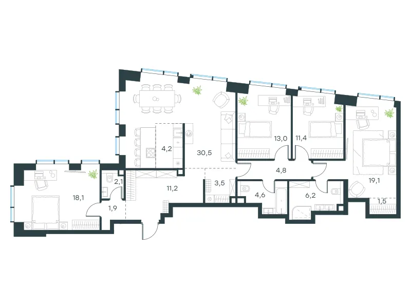 5-комн. 132.1 м²
