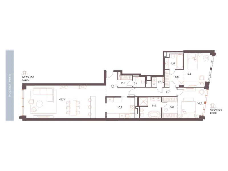 3-комн. 133.5 м²